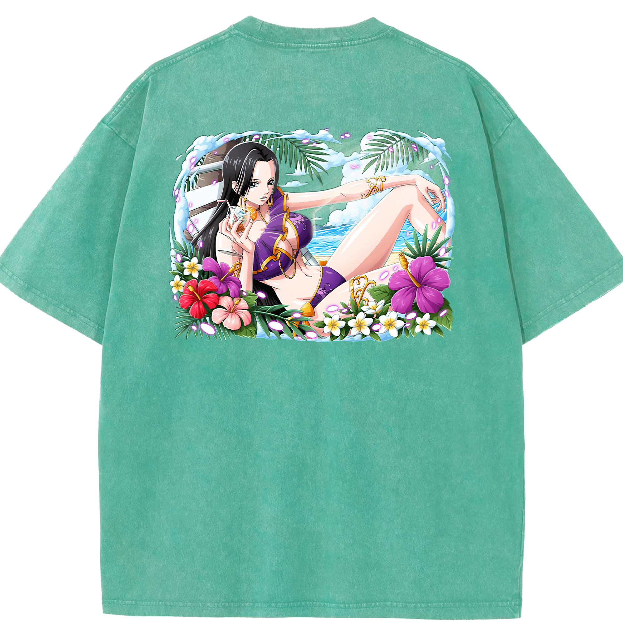 ワンピース ボア・ハンコック ONE PIECE Boa·Hancock 綿100% ヴィンテージ風 半袖Tシャツ（背面プリント）